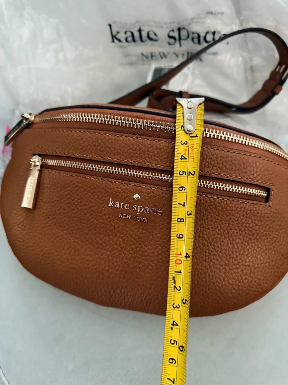 kate spade New York Chestnut Brown Pebbled Leather Crossbody Belt Bag - Picture 8 of 13